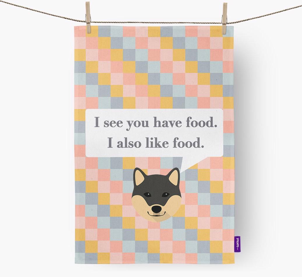 Dish Towel 'I see you have food' with {breedFullName} Icon