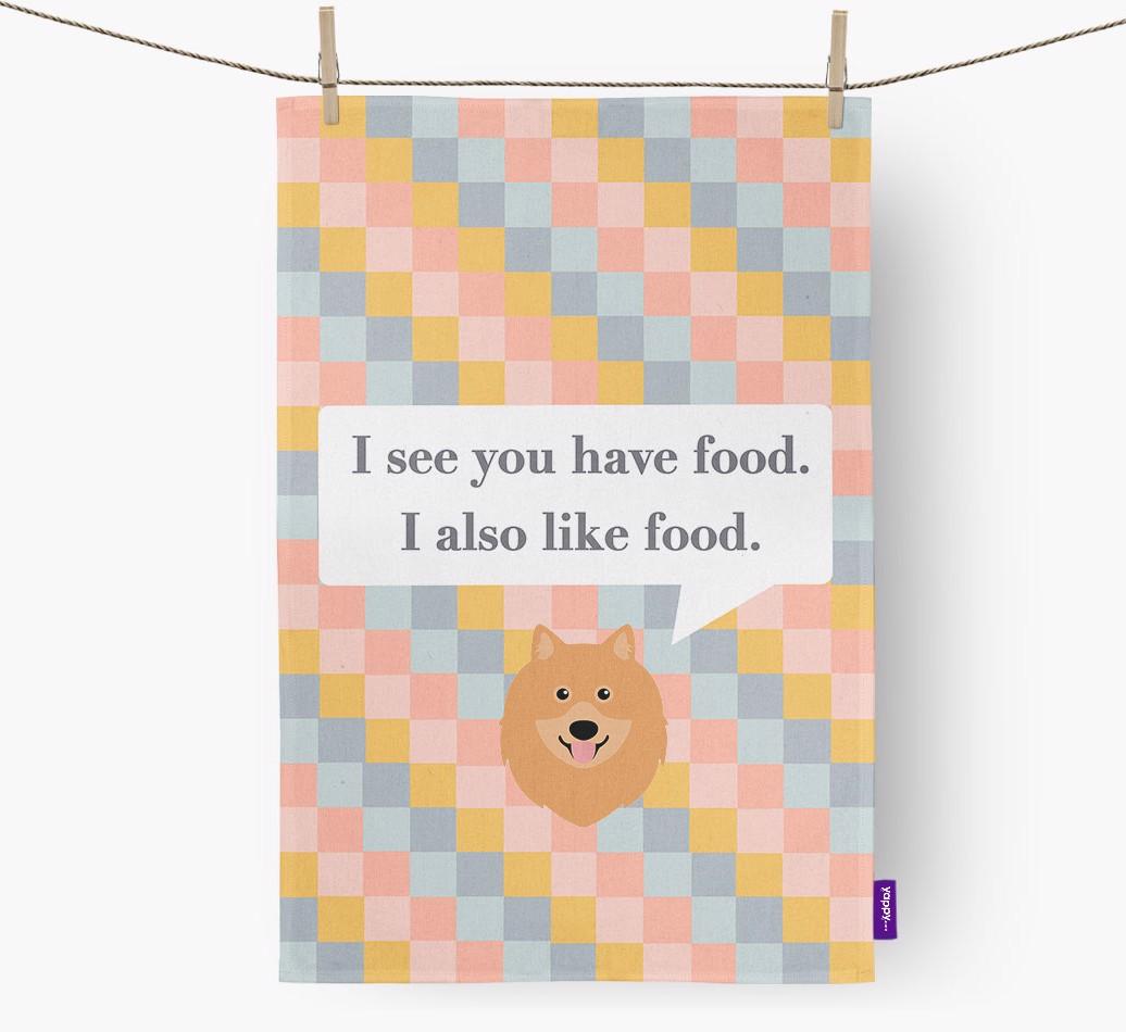 Dish Towel 'I see you have food' with {breedFullName} Icon