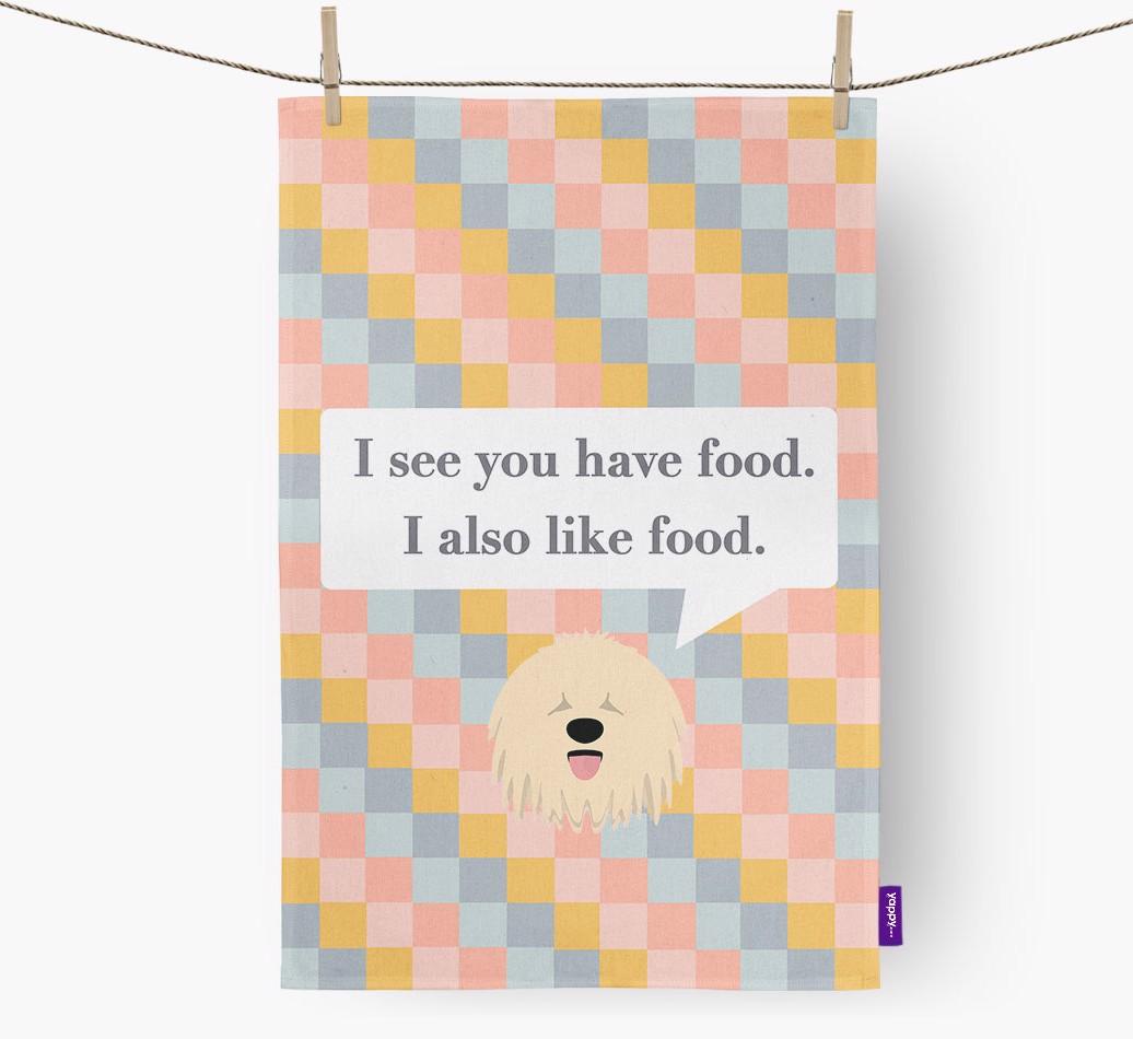 Dish Towel 'I see you have food' with {breedFullName} Icon
