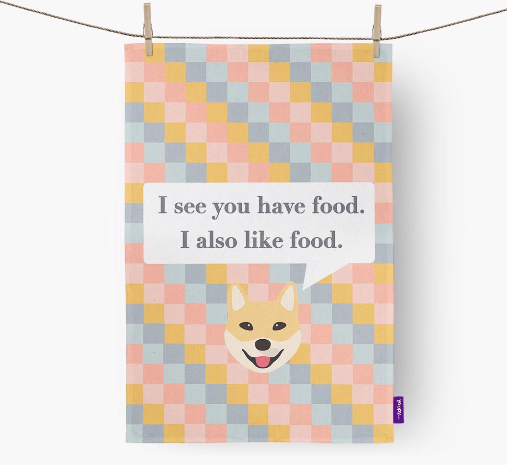 Dish Towel 'I see you have food' with {breedFullName} Icon