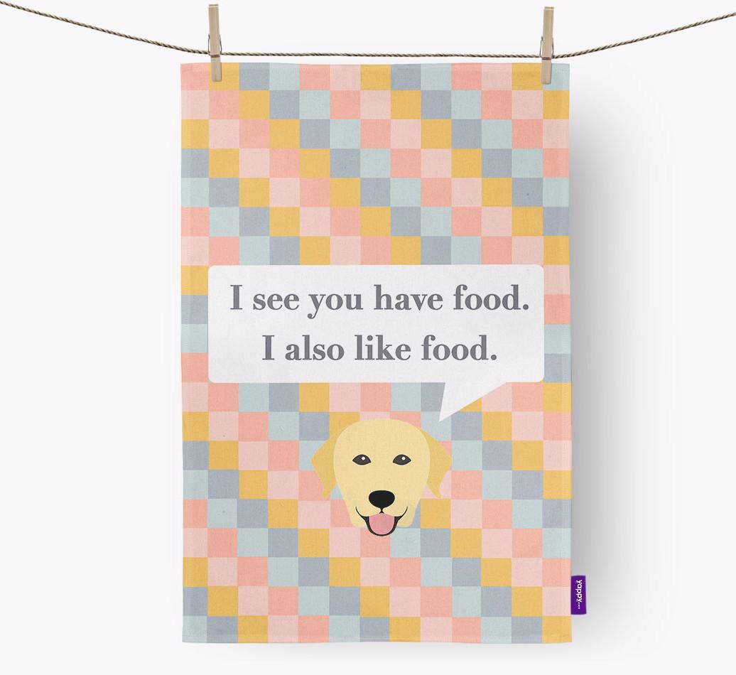 Dish Towel 'I see you have food' with {breedFullName} Icon