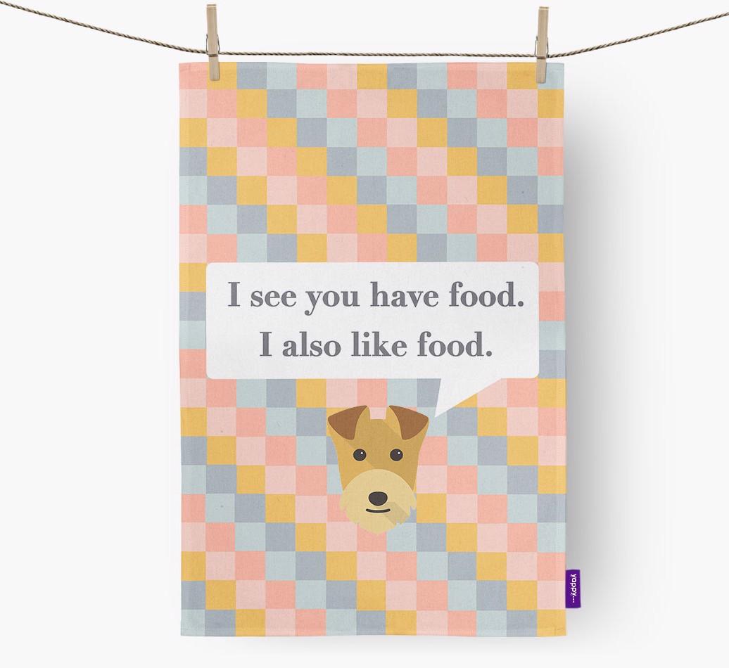 Dish Towel 'I see you have food' with {breedFullName} Icon