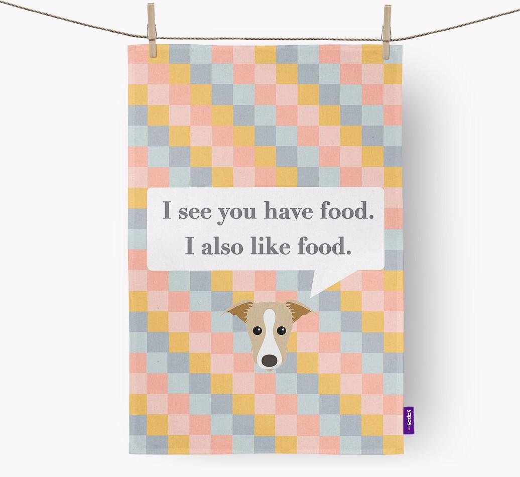 Dish Towel 'I see you have food' with {breedFullName} Icon