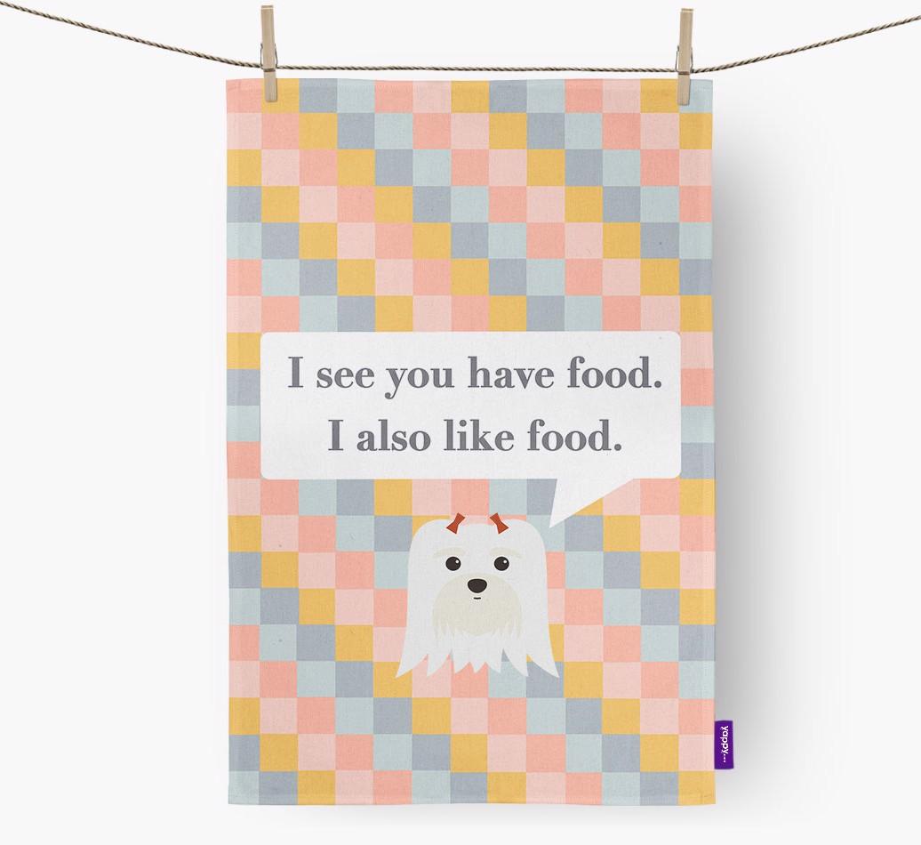 Dish Towel 'I see you have food' with {breedFullName} Icon