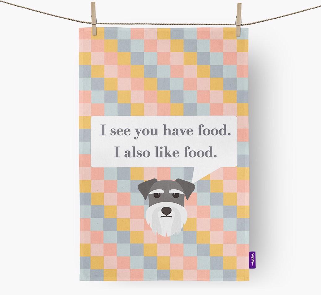 Dish Towel 'I see you have food' with {breedFullName} Icon