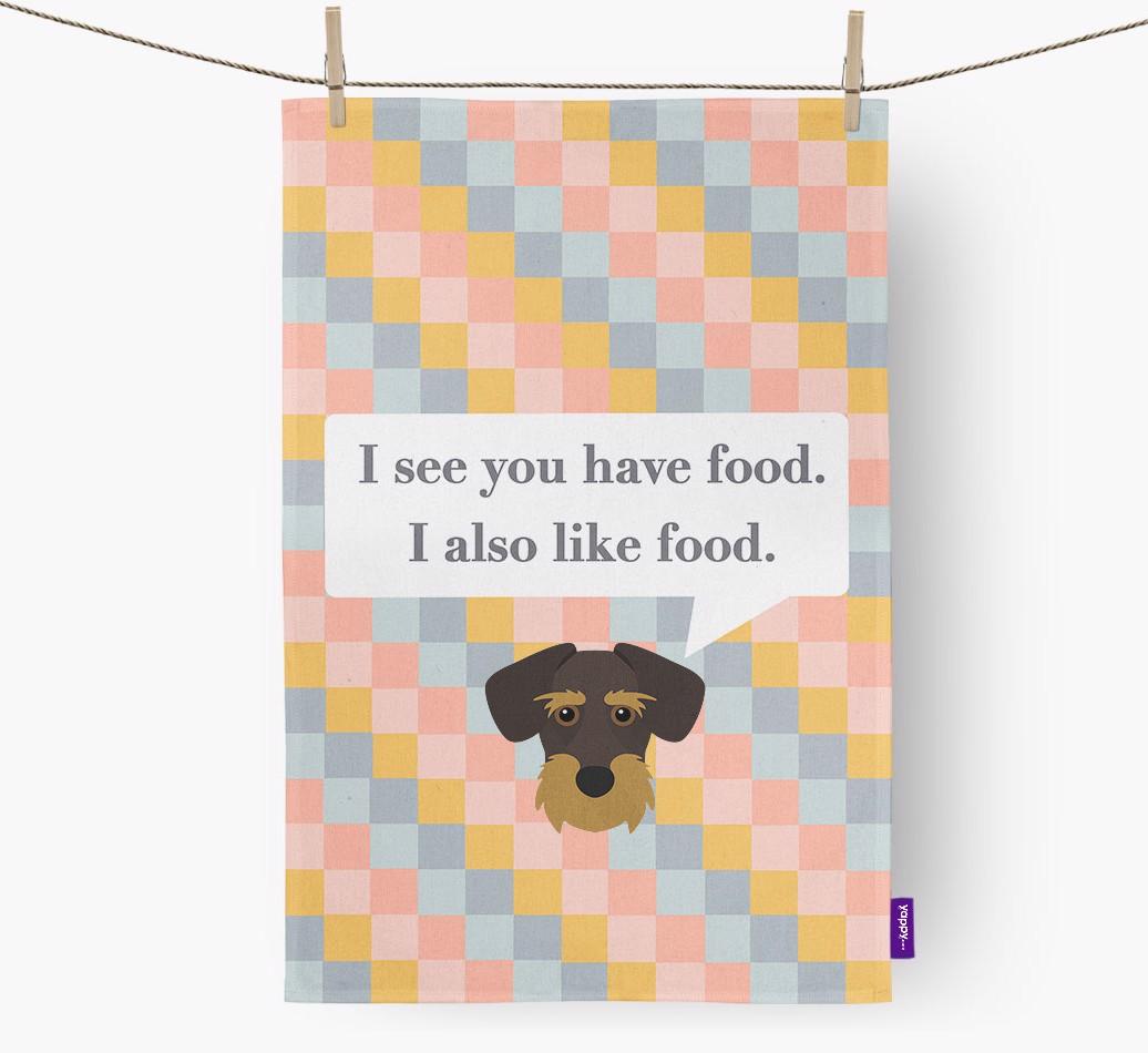Dish Towel 'I see you have food' with {breedFullName} Icon