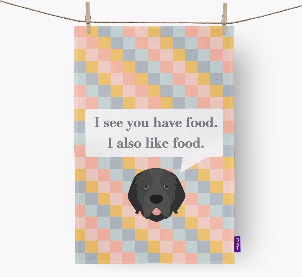 Dish Towel 'I see you have food' with {breedFullName} Icon