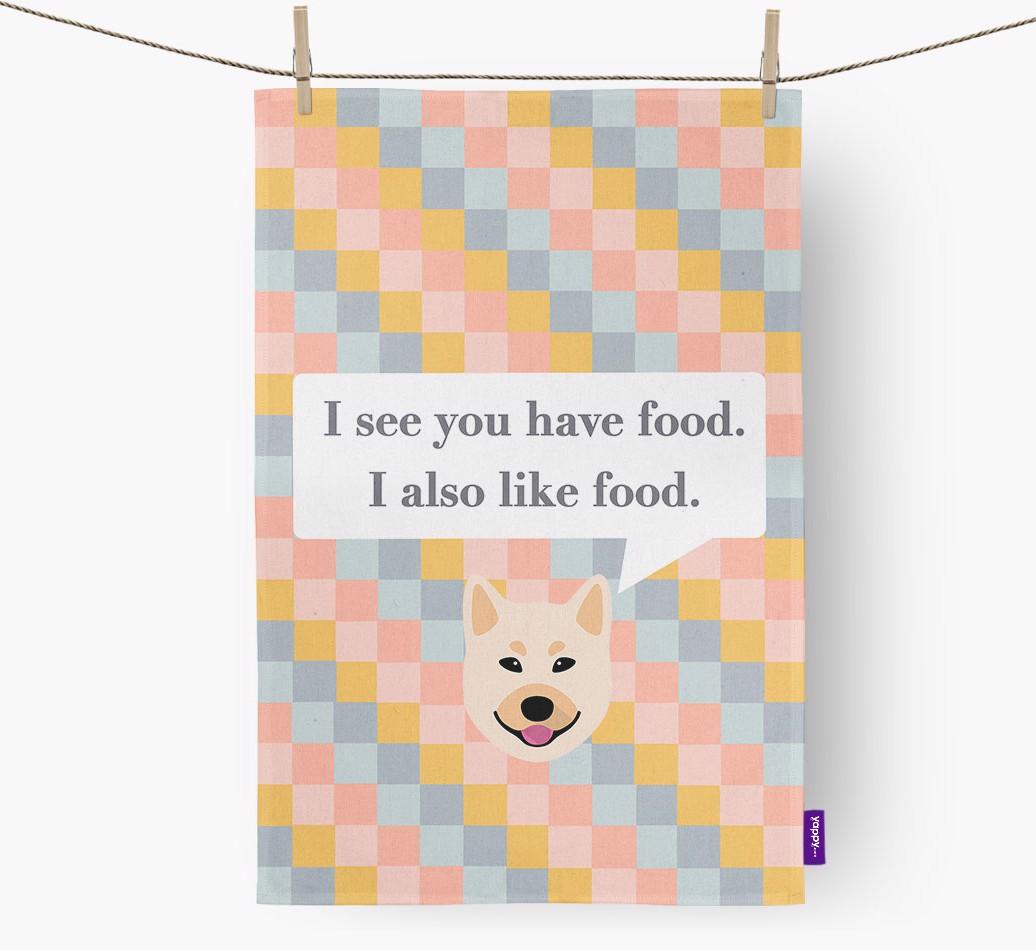 Dish Towel 'I see you have food' with {breedFullName} Icon