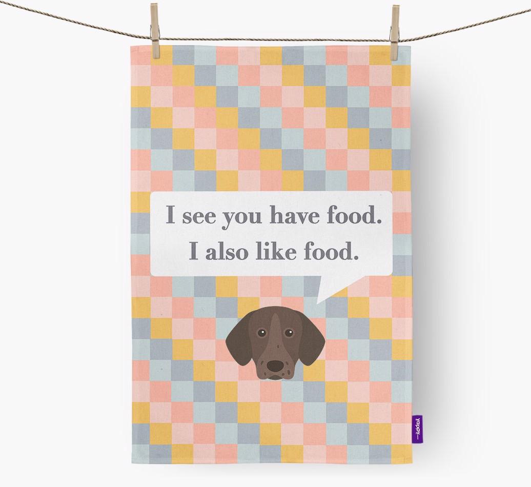 Dish Towel 'I see you have food' with {breedFullName} Icon