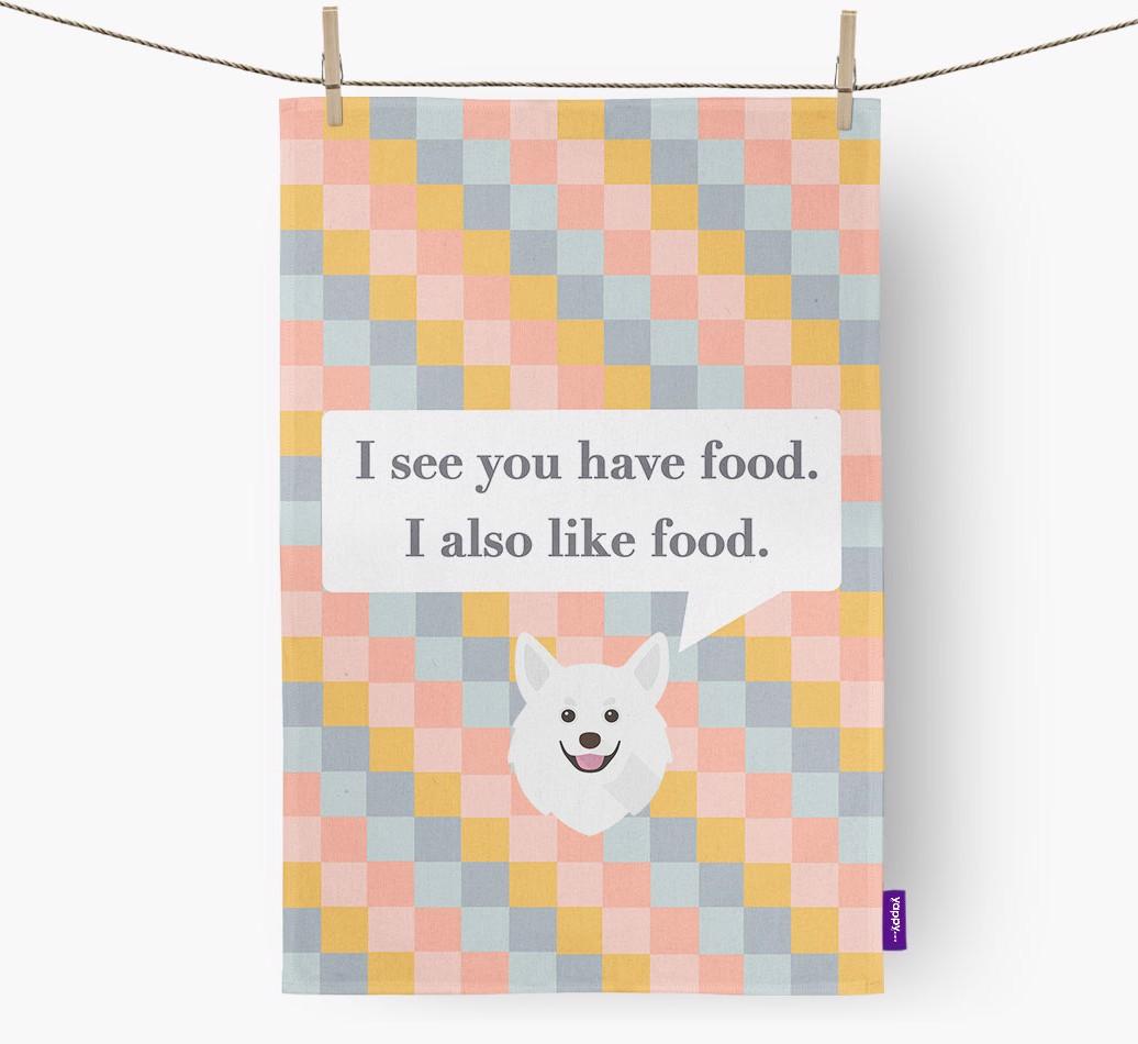 Dish Towel 'I see you have food' with {breedFullName} Icon