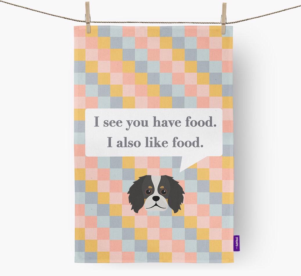 Dish Towel 'I see you have food' with {breedFullName} Icon