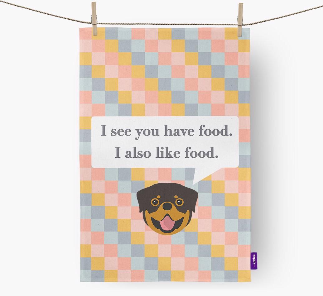 Dish Towel 'I see you have food' with {breedFullName} Icon