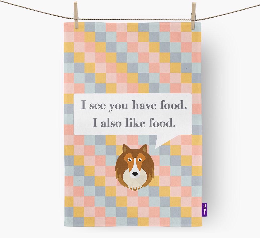 Dish Towel 'I see you have food' with {breedFullName} Icon