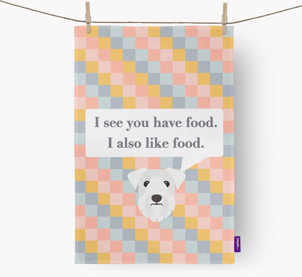 Dish Towel 'I see you have food' with {breedFullName} Icon