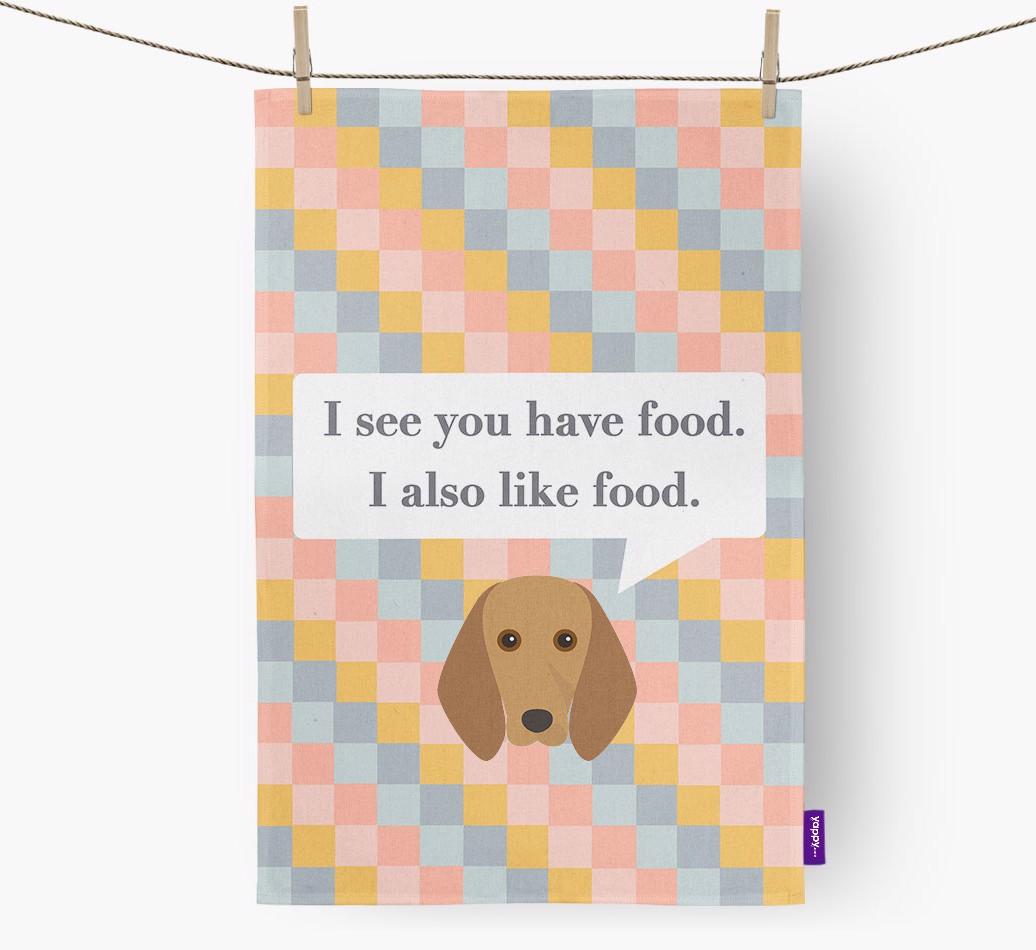 Dish Towel 'I see you have food' with {breedFullName} Icon