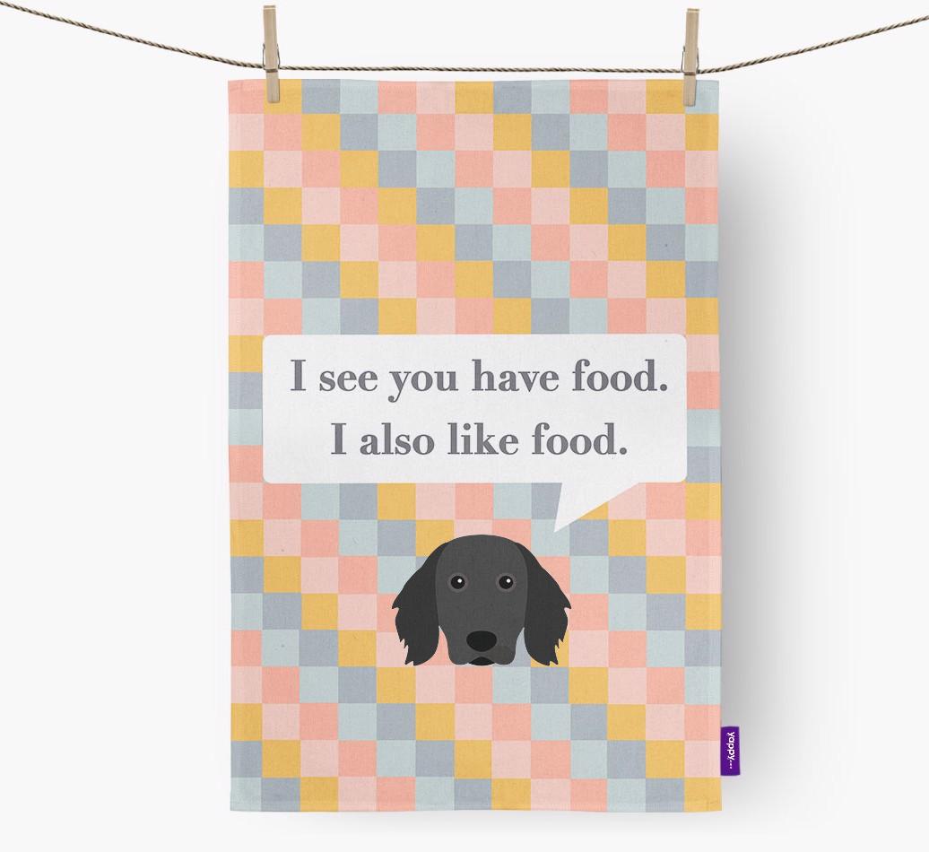 Dish Towel 'I see you have food' with {breedFullName} Icon