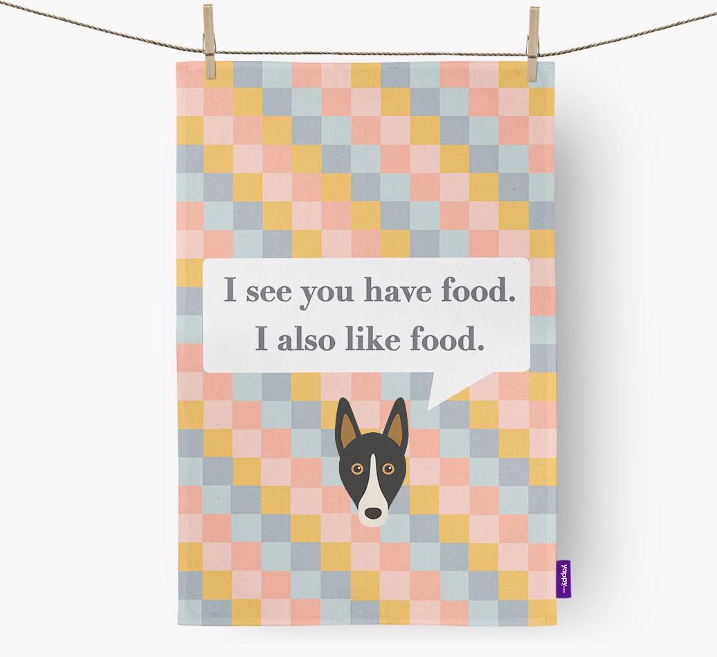 Dish Towel 'I see you have food' with {breedFullName} Icon