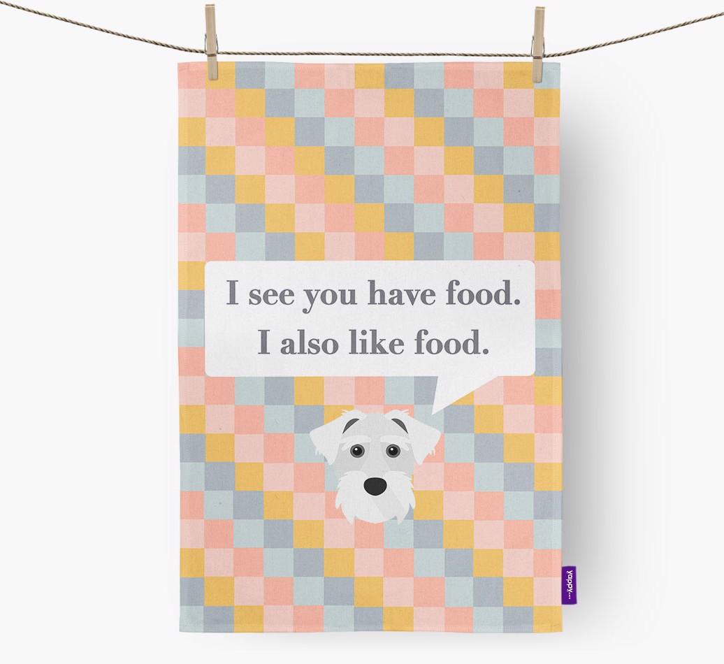Dish Towel 'I see you have food' with {breedFullName} Icon