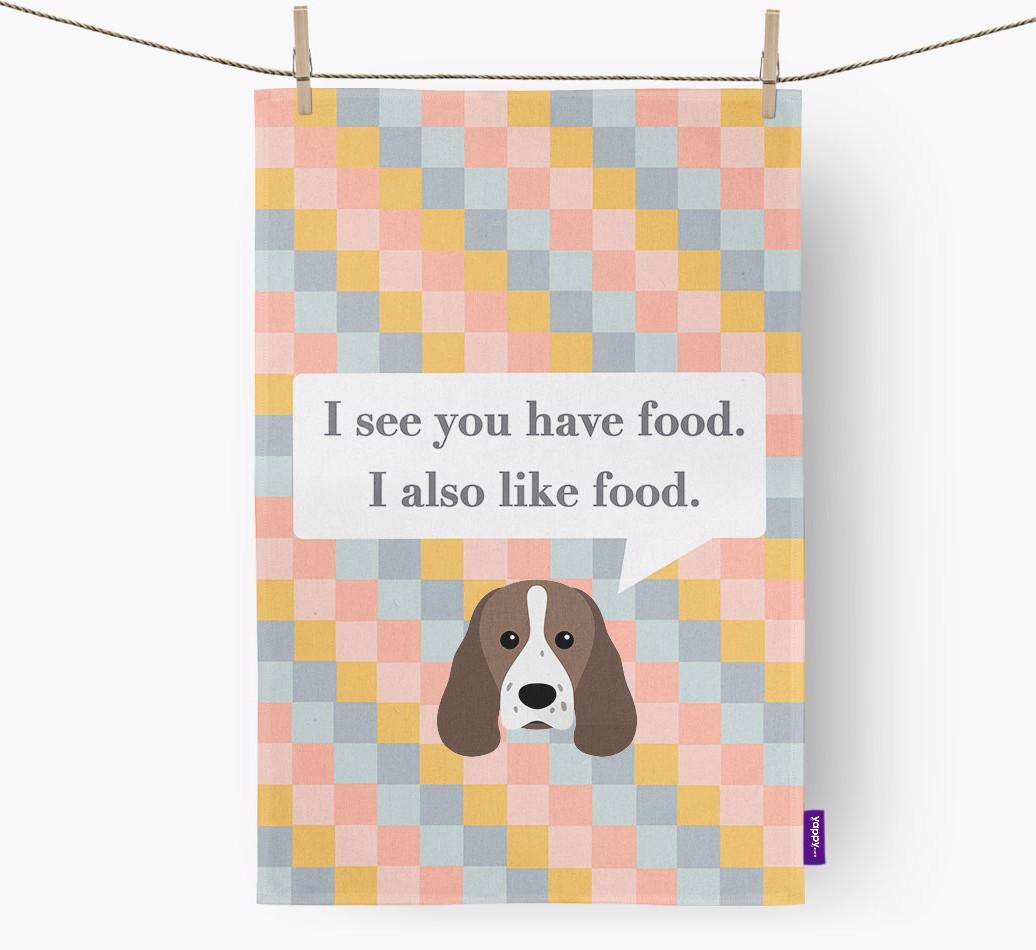 Dish Towel 'I see you have food' with {breedFullName} Icon