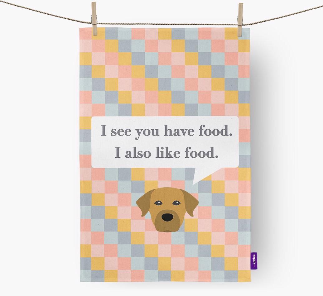 Dish Towel 'I see you have food' with {breedFullName} Icon