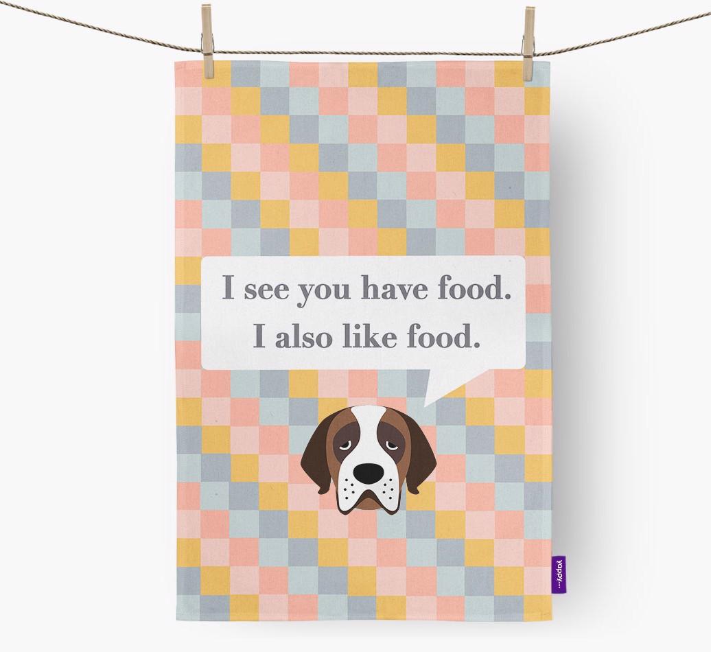 Dish Towel 'I see you have food' with {breedFullName} Icon