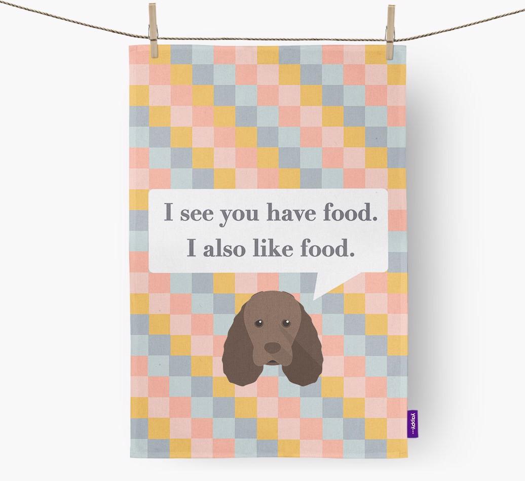 Dish Towel 'I see you have food' with {breedFullName} Icon