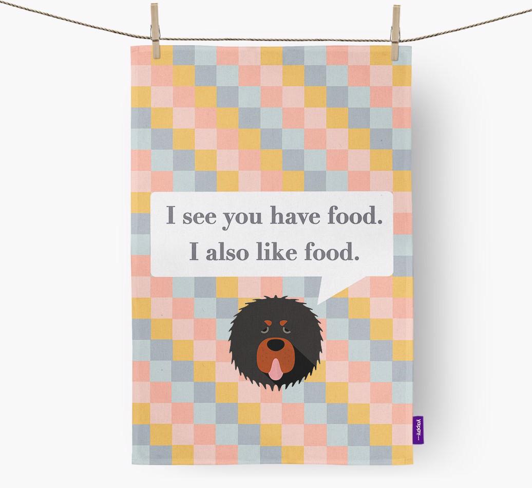 Dish Towel 'I see you have food' with {breedFullName} Icon