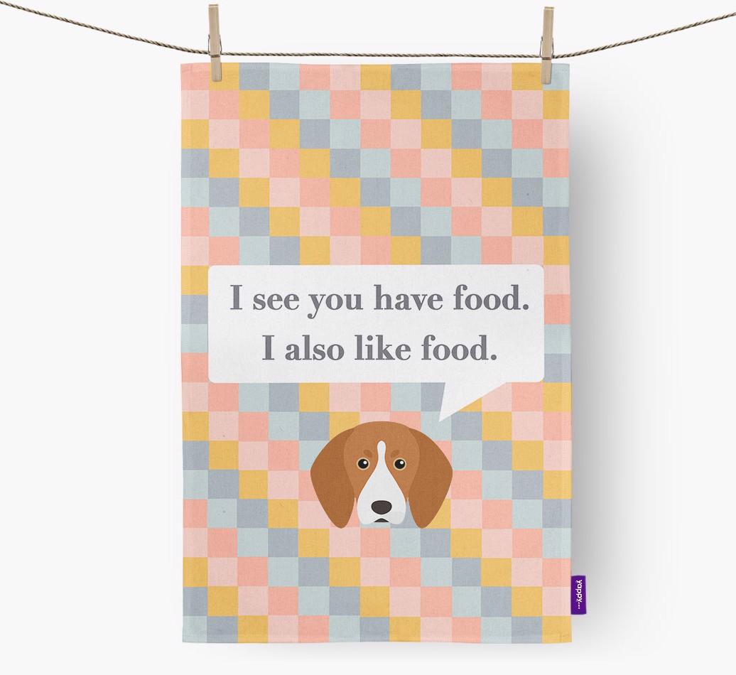 Dish Towel 'I see you have food' with {breedFullName} Icon
