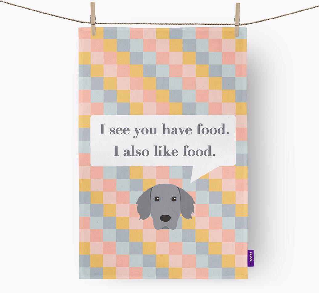 Dish Towel 'I see you have food' with {breedFullName} Icon