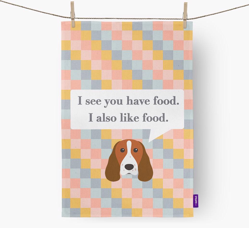 Dish Towel 'I see you have food' with {breedFullName} Icon