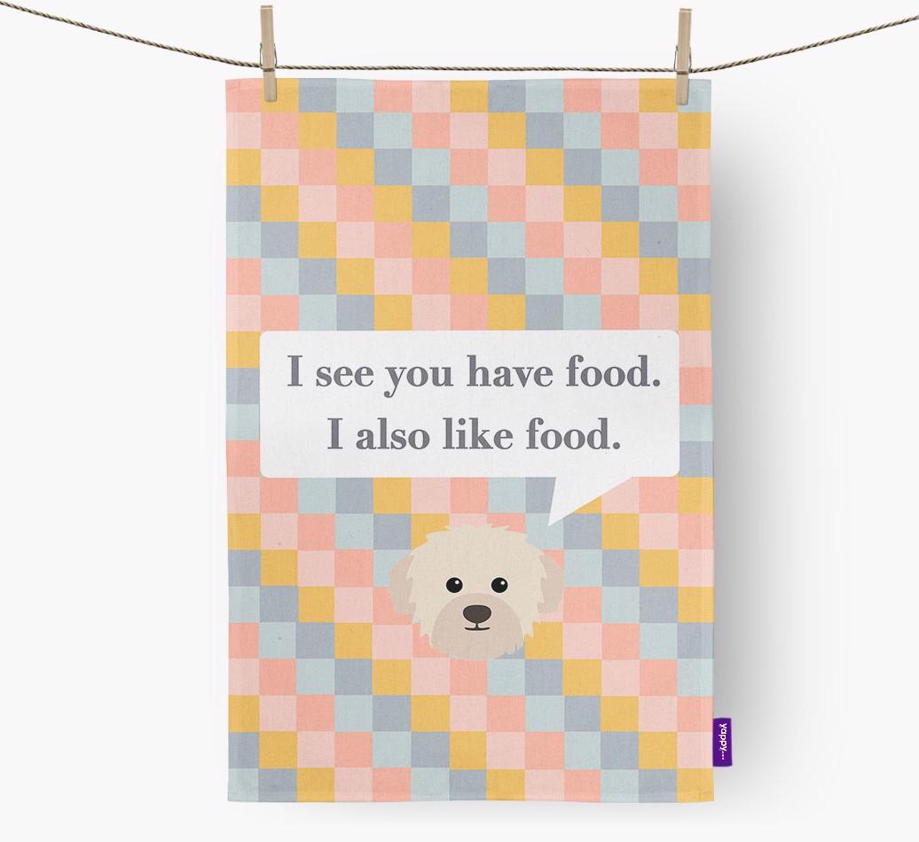 Dish Towel 'I see you have food' with {breedFullName} Icon