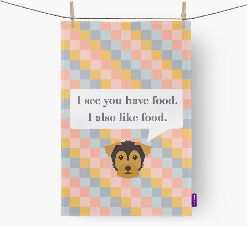 Dish Towel 'I see you have food' with {breedFullName} Icon